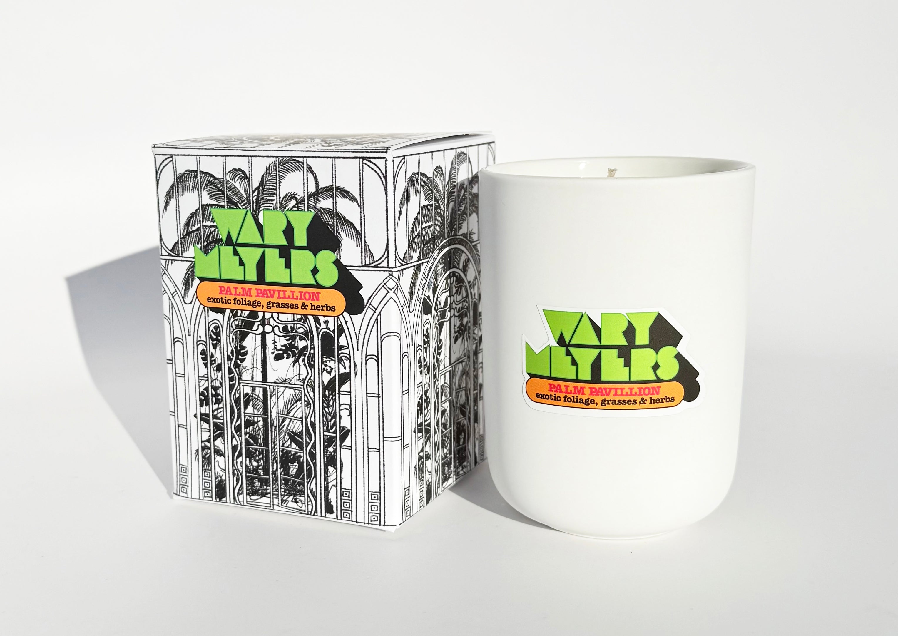 Verdant palm and green grass candle - Palm Pavilion by Wary Meyers