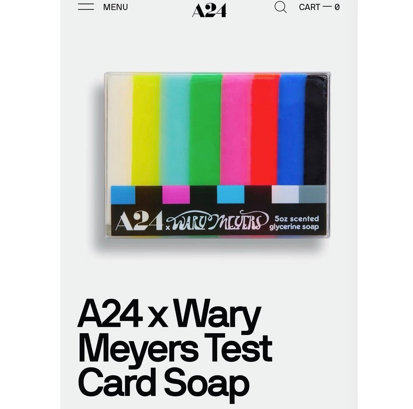 A24 x Wary Meyers test card glycerine soap