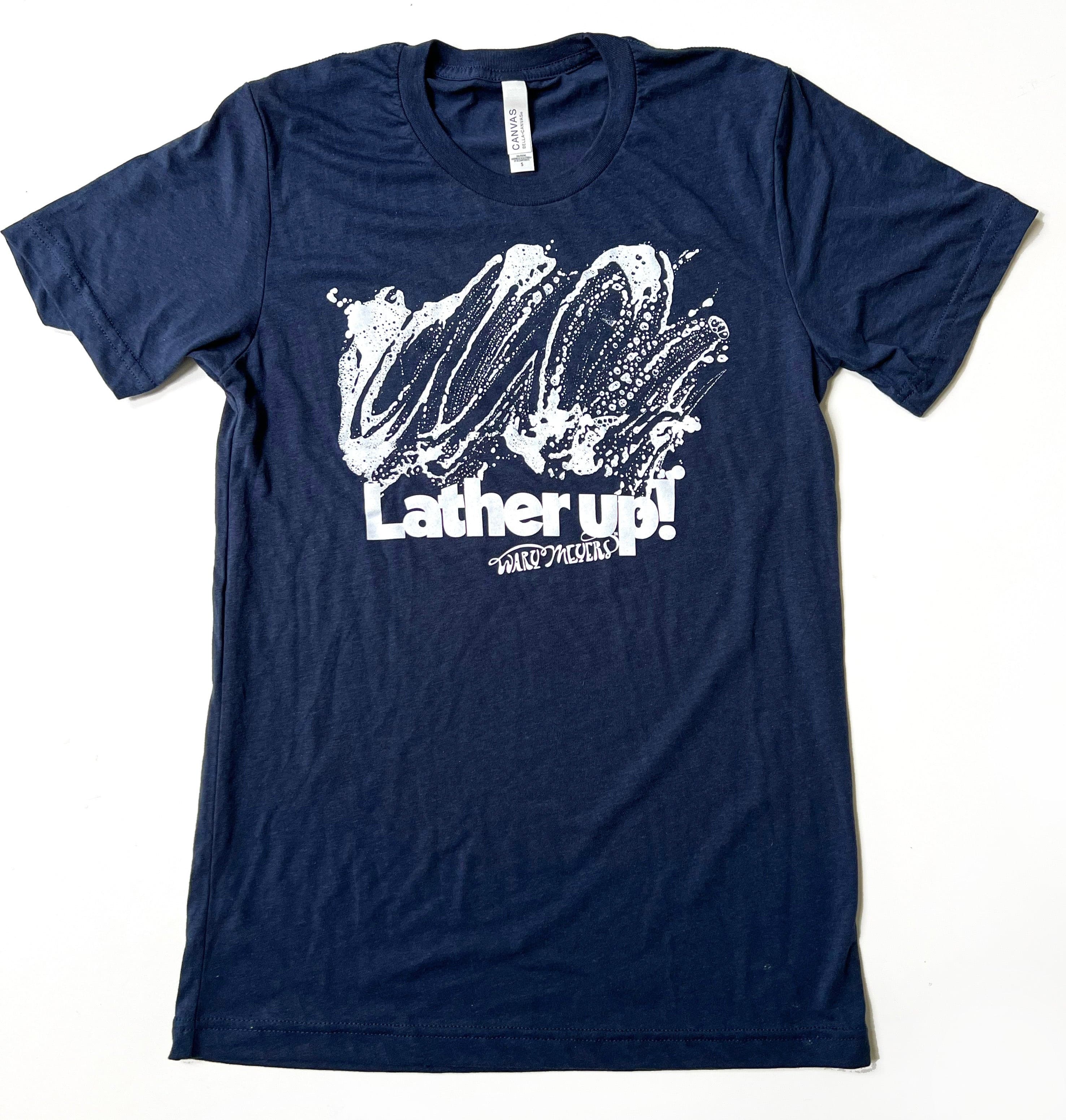 Wary Meyers Lather up! T-shirt in navy blue.