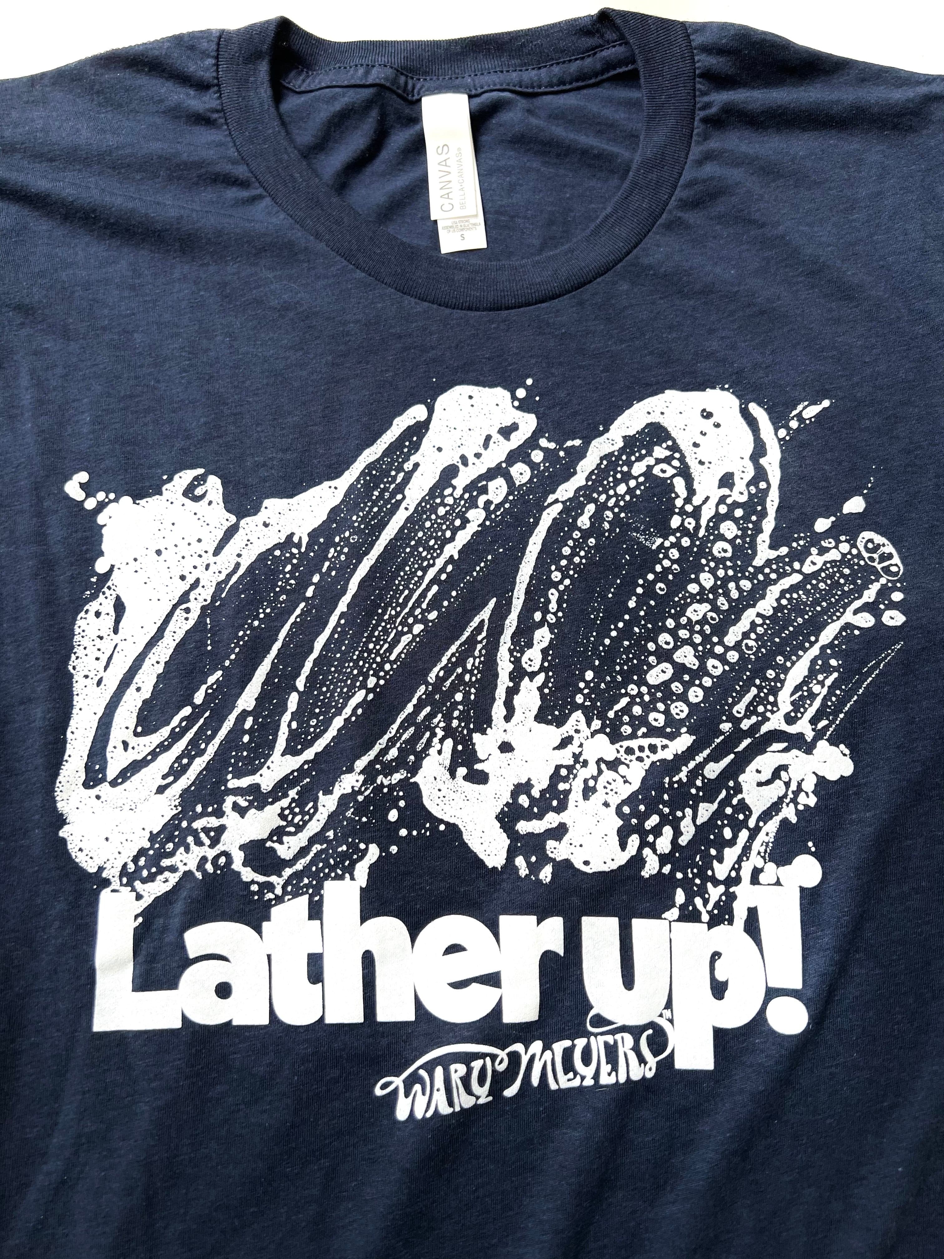 Wary Meyers Lather up! T-shirt in navy blue.